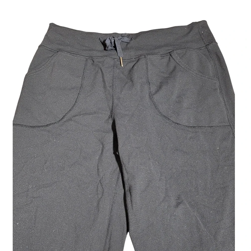 Lululemon Black Wide Leg Crop Pants Drawstring Yoga Athletic Women Size 6